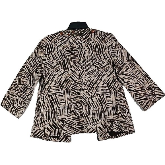 Chico’s ~Woman Size 1(M)~ Beige/Brown Blazer Fully Lined Jacket Beaded NWT. - Picture 5 of 9